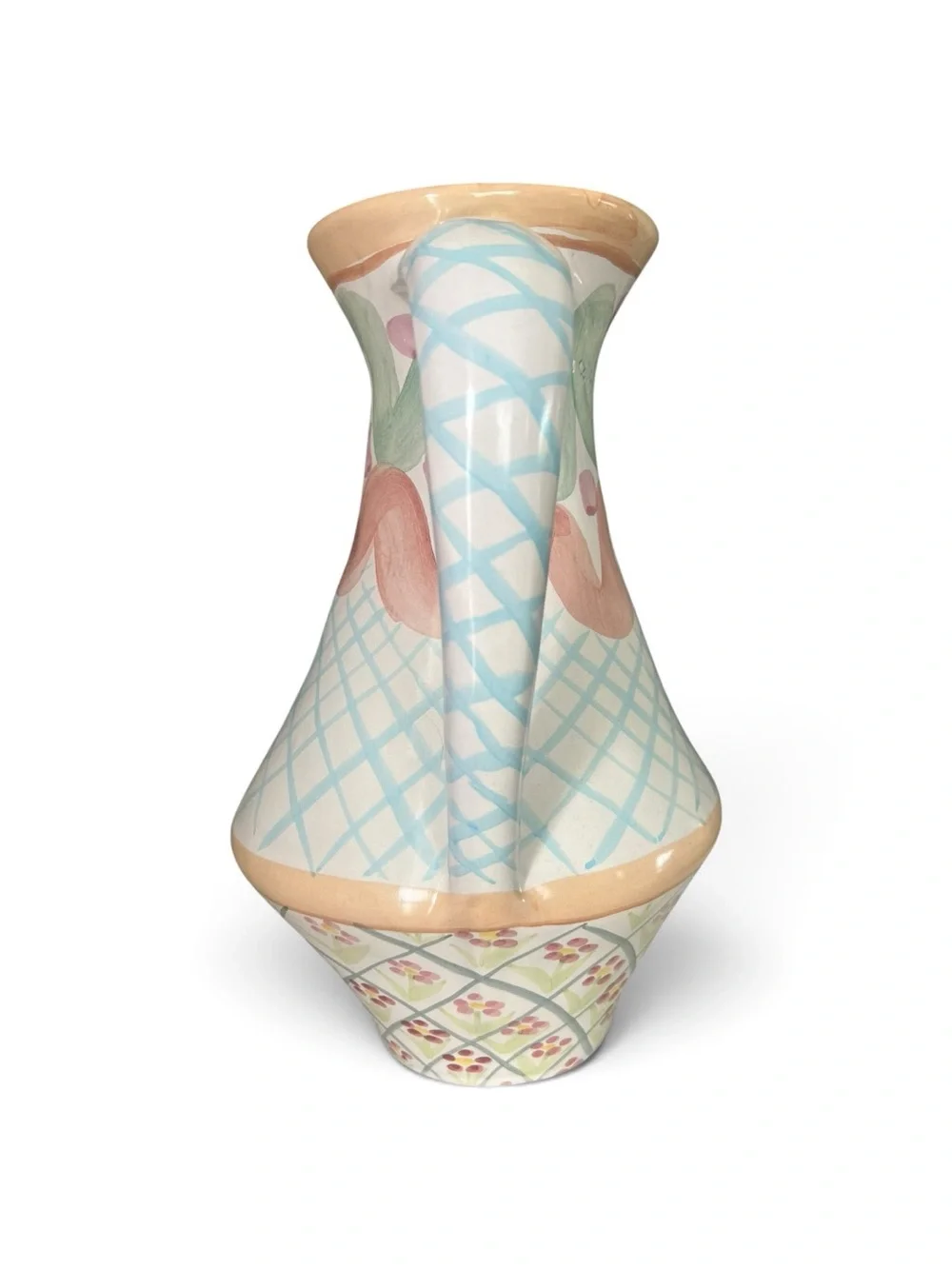 Vintage 1989 MacKenzie-Childs Heather Pattern Large Ceramic Pitcher – 11.75”